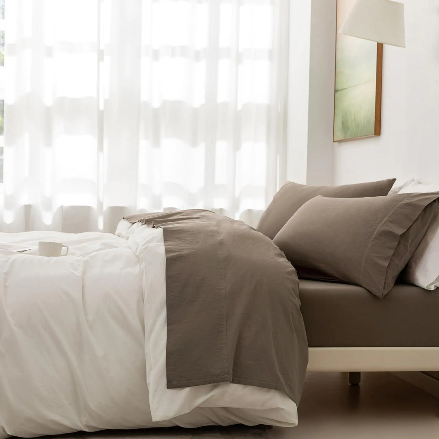 LuxeCotton 6PC King Linen-Feel Sheet Set