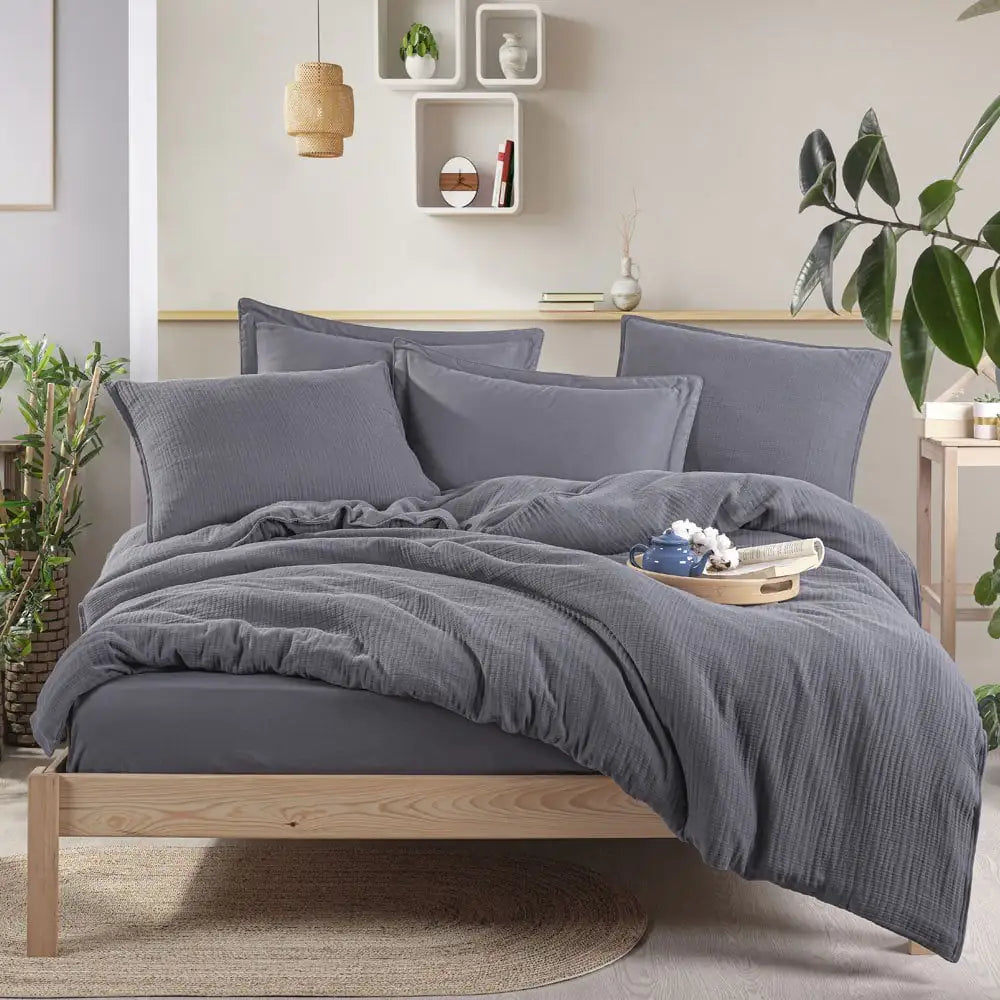 Muslin Chic Double Duvet Set - Smoked
