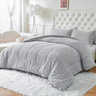 YIYEA Deluxe Plush Faux Fur Bedding Set 3PC