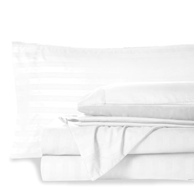 LuxPremier Twin XL 1800TC Stripe Sheet Set - 4Pc Cooling Linens